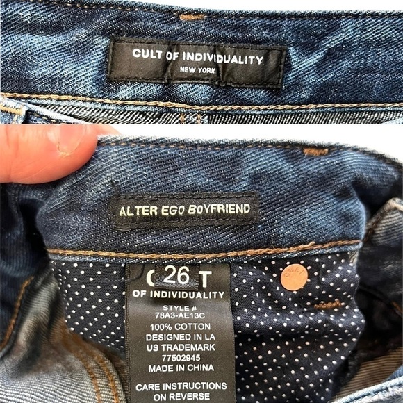 Cult of Individuality Distress Grunge Alter Ego High Rise Boyfriend Jean Size 26 - Picture 7 of 17